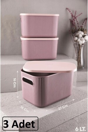 MNZ-3 قطع التخزين 6lt المربع المعدل المستخدمة المجموعة مع الغطاء، صندوق الديكور BAYEV-DZNLYC6LTMRD - Bayev