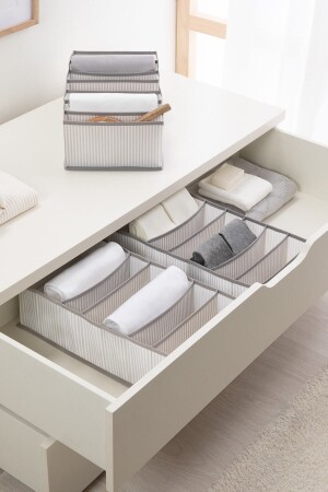 MNZ-3 قطع 7 قطع غرف خزانة ذات شريطات رمراء داخل الاوكورديون نوع منظمة الغسيل المثبتة - Ocean Home Textile