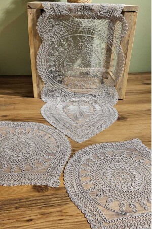 MNZ-3 قطعة غرفة المعيشة طاولة القهوة مجموعة الرمادي - Çt Çeyizci Tekstil