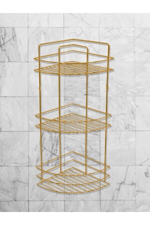 MNZ-3 طبقة ذهبية غرفة الحمام زاوية شامبو حامل زاوية رف غرفة الحمام DKDN250812182 - Zebra