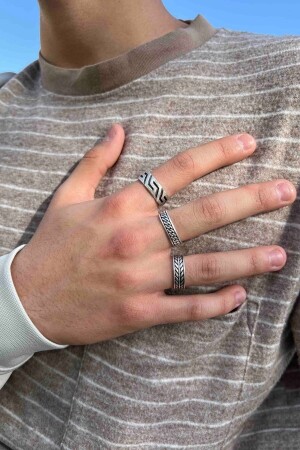 MNZ-3 قطعة سلسلة قيصر نمط التاج النموذج الفضة المغطاة الخاتم المعدل مجموعة GFT8030 - THE Gifts