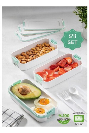 MNZ-3 طبقة حاوية الطعام المحمولة - صندوق الغداء حاوية التخزين الغذائي الغذائي مع الفوك والقارب KAT-KAT1 - KÜÇÜK EW