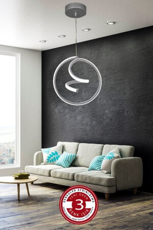 MNZ-3 لون مضيئة مصباح معلق حديث LED شمعة الفضة الرمادية القضية المدخل-القاعة-غرفة - Renkoled Aydınlatma