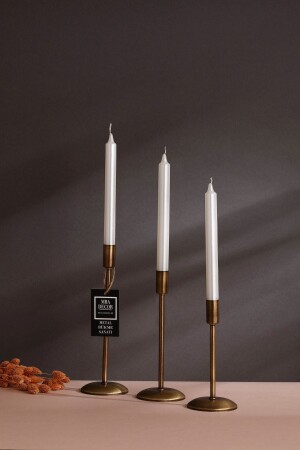 MNZ-3 قطعة (ثلاثة) سطح ساقي قديم شمعة ذهبية الشمعة حامل الديكورية حامل شمعة لاستعداد غطاء ديكورات المنزل - Mba Decor Metal Bending Art