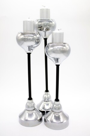 MNZ-3 قطعة لون الوسم الأسود الفضة لا تتصدأ الشمعة حامل الشموع الديكور المنزلي - Mba Decor Metal Bending Art