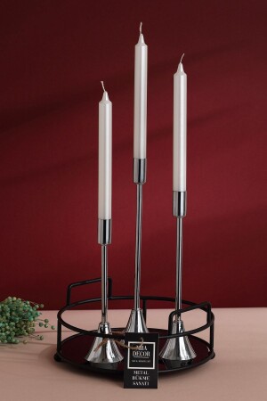 MNZ-3 كعب الفضة شمعة الوقود الشمعة الديكورية الشمعة الوقود الديم المقوى مطلي رقيق طويل قدم الديكور المنزلي - Metal Bending Art