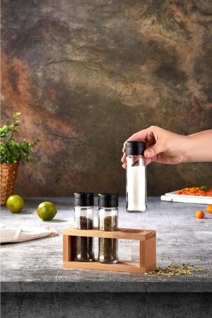 MNZ-3-مقطوعة الملح والفلفل المزعجات وضع زائدة العطور، زائدة العطور مع قفزة خشبية nero 3 قطع - woodsy