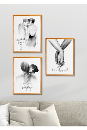 MNZ-3 قطعة إطار خشبية تبدو عيد الحب ديكور اللوحة للصالة غرفة النوم المطبخ - Nt Handmade