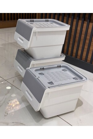 MNZ-3-قطعة البطاطا والسلة البصل البيضاء الرمادية - Onedekor