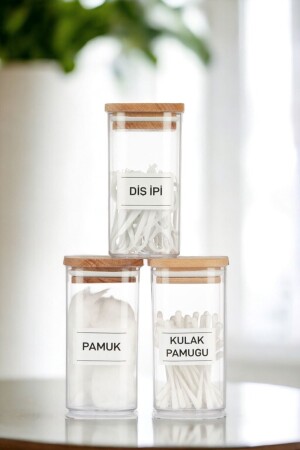 MNZ-3- Piece أكريليك القطن البد & القطن & فلوس الأسنان منظمة 300 مل حمام مع غطاء خشب - Comprox