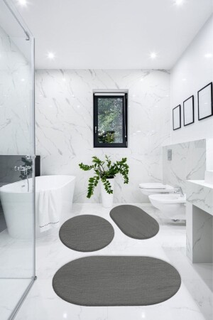 MNZ-3- Piece حمام السجادة المياه المزمنة المزمنة مقعد الحمام الموضة الموضة الموضة المظلمة الاخضر 60x90 ((ELİ - BESELY