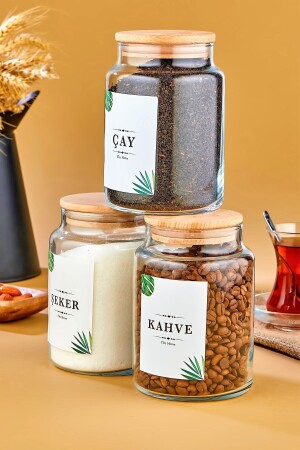 MNZ-3- Piece شاي & شوكر & قهوة وعاء مع غطاء خشبي 800 مل حاوية تخزين الفراغ FBZ-93-9SO2 - FBZhome