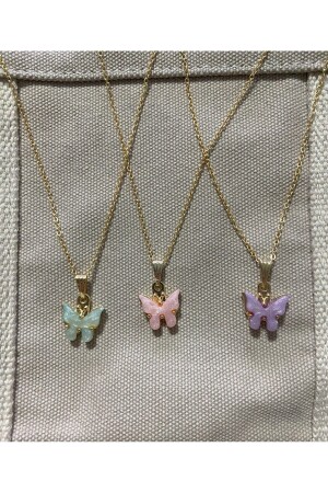 MNZ-3- Piece رقبة الصداقة فراشة مجموعة رقبة أفضل الأصدقاء رقبة - Mercy Aksesuar