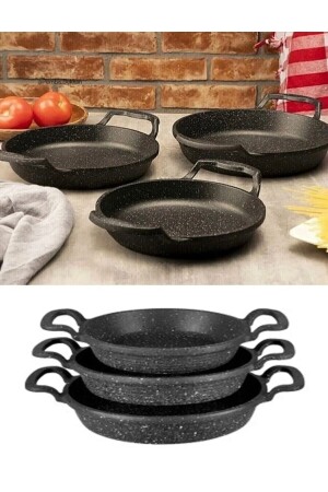 MNZ-3- Piece Cast Granite Pan Set Pan 16-18-20 LNK044 - LinkaHome