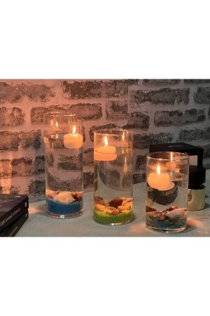 MNZ-3- Piece Cylinder Candle Holder -rsglassware قطر 9 سم - الطول 12 - 15 - 20 سم mum01 - Paşabahçe