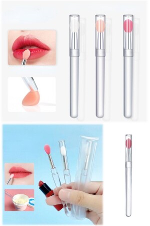 MNZ-3- Piece Eye-Lip-Nail Makeup Brush جيل جديد - مجموعة تطبيقات السيليكون الناعمة متعددة الوظائف - Nera Classy