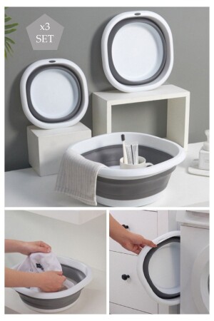 MNZ-3- Piece Folding Basin Basin Accordion مجموعة حوض المنقلبة 2.7 ليت - 5 ليت - 10 ليت LR-BDY SET - Lira