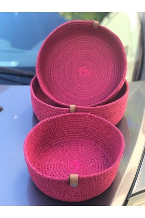 MNZ-3- Piece Jute Wicker Basket Set المنسوجة يدوياً للسلطة المتعددة الأغراض حمام ومطبخ منظمة المجموعة00042 - MADAM