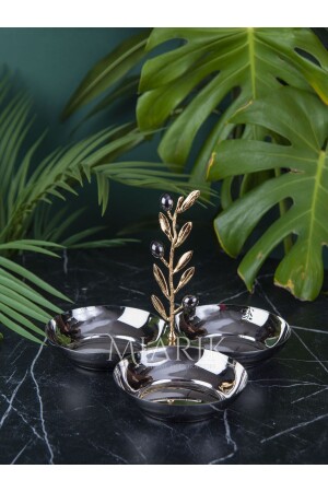 MNZ-3- Piece Olive Branch Snack Bowl مع مساحة النحاس - MIARIK DESIGN & DEKORASYON