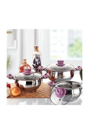 MNZ-3- Piece Pot Set 6 قطع بيجونيا 26010757 - Hascevher
