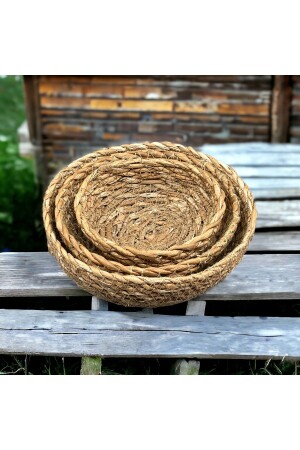 MNZ-3 Piece Wicker Round Basket Organizer حجم صغير - Yzhome