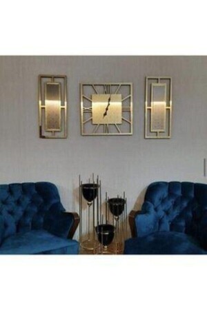 MNZ-3 قطعة ذهبية مرآة Plexi ساعة الجدار 40x40 720093 - Genel Markalar