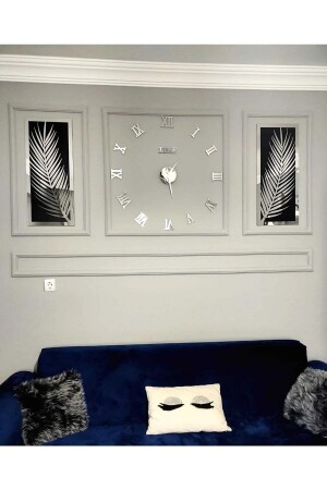 مجموعة ساعة الجدار MNZ-3 - أكريليك بليكسيغلاس مرآة أوراق النخيل ورومان R. ساعة - Wooden Factory