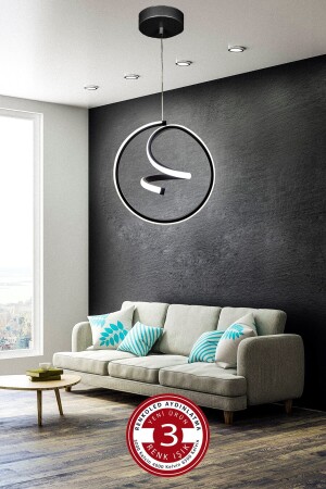 MNZ-3 ألوان مضيئة مصباح معلق حديث أدى شمعة القماش الأسود مدخل، القاعة، غرفة الكوكب - Renkoled Aydınlatma