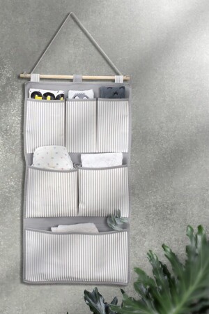 MNZ-3 Tier Gray Stripped Wall Mounted Organizer - Serstil