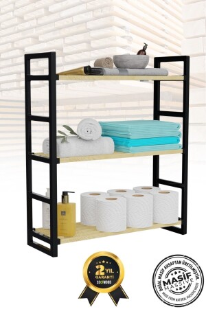 MNZ-3 Tier Super Quality Black Solid Wooden Shoe Rack - حمام - خزانة المطبخ - وحدة رف متعددة الأغراض - Seowood