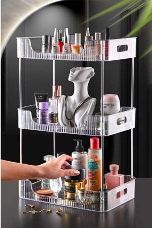 MNZ-3 طبقات منظمة الماكياج الكريستال متعددة الأغراض الزخرفية المجوهرات التجميل الملحقات المنظمة رف الحمام - Tugomer