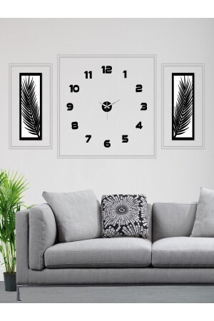 مجموعة من ساعات الجدار MNZ-3 قطعة، أكريليك بليكسيا مرآة أوراق النخيل ووجبة الجدار ساعة للكشافة فوق البنفسجية مجموعة wf- - Wooden Factory