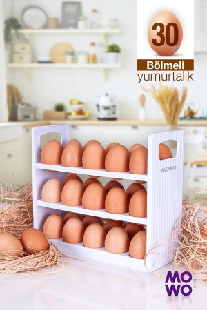 MNZ-30 كوب بيض مقسم، 3 مستوى رف بيض، حاوية التخزين أبيض MOWO-12-001 - Mowo Home