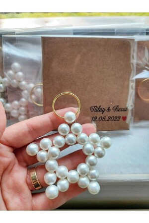 MNZ-30 قطع كريم بيرل ستار مفتاح - مع بطاقة شخصية - وعد الخصوبة حفل زفاف هينا هدية 3343 - Emtory Home