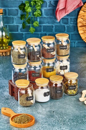 MNZ-300 ml 12 جرة مع طحالب البامبو المسموحة و 12 ملعقة صغيرة من العطور - 24 قطعة من مجموعة العطور fbzbhrt1 - FBZhome