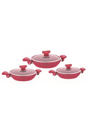 MNZ-3004 6 قطعة Bio Granite Pan Set أحمر OMS. 0140 - Oms