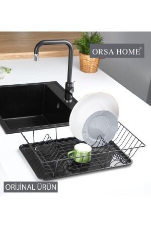 MNZ-303s أسود طبقة واحدة سليكون مغطاة لاستدادي رف الأطباق 303S - ORSA HOME
