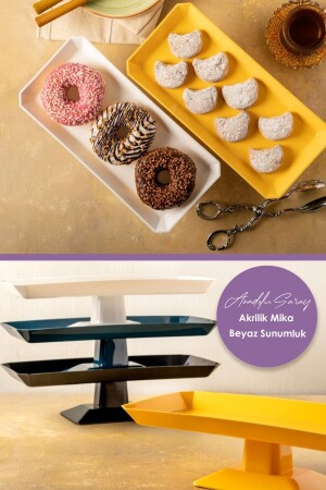 MNZ-30cm ميكا أكريليك تقديم القهوة مع قدم طعم تقديم طبق كعكة الفاكهة كعكة العسل عرض - Anadolu Saray Çarşısı