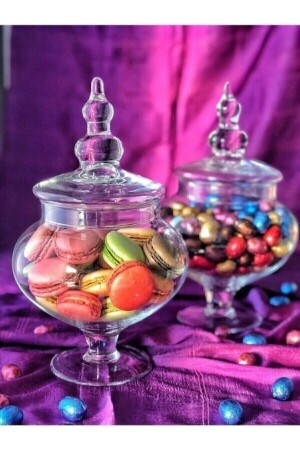 MNZ-32 Cm 2 قطعة كوب كوكي الزجاجي و كوب السكر مع ساقي CKS2002 - Glass