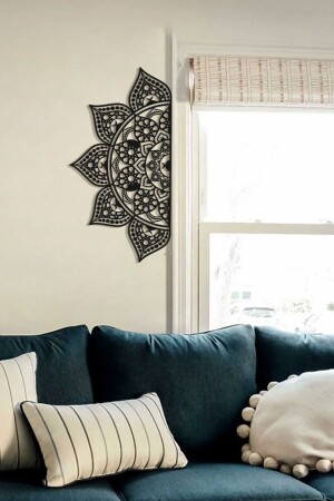 MNZ-32*60 سم - أسود - معدني رسم اسلامي من مندالا - رسم اسلامي من معدني رسم - Wam163 - Wall Art İstanbul