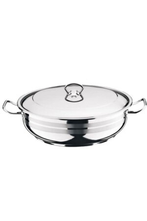 MNZ-34 Cm 10 لتر 304 فولاذ فولاذ كبير وعاء مسطح Karnıyarık وعاء أرز 20 - Royal