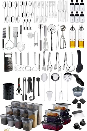 MNZ-36 قطعة طعام، أدوات الخدمة حاوية تخزين مجموعة أدوات المطبخ مجموعة اللادل T0904KV7 - Mirilliahome