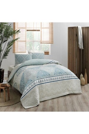 MNZ-3604 Ranforce Quilted Talia Double Mint Duvet Cover Set 60229935 8696048635346 - Taç