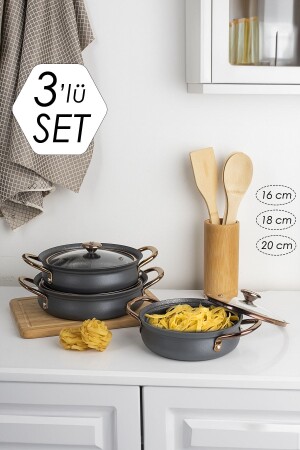 MNZ-3724 مجموعة بكرات كاسيرول بان - مضاد للنيران، غير ملصق مجموعة 3 قطع بان انتراكيت 2023ST06058 - Oms