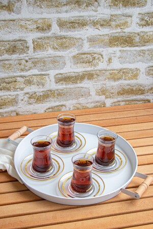 سلة معدنية بيضاء من MNZ-37cm مع مسدس خشبي سلة دائرة سلة شاي سلة عرض سلة 37الوانيز - kitchen trend