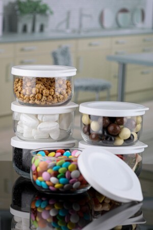 MNZ-380 Cc 6 قطعة حاوية تخزين مجموعة مع غطاء دليل التسرب وسمعة أبيض اثنين 6 قطعة حاوية تخزين - Karçiçeği Home