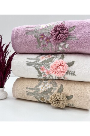 MNZ-3D زهرة نمط الصندوق 3 قطع 50x90 يد ووجهه منشفة مجموعة 3*برمك*1 - AYHANHOME