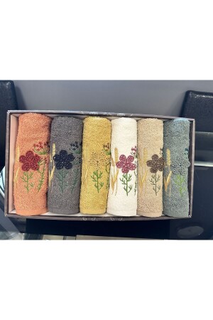 MNZ-3D طواف 50x90 صندوقية فاخرة المعدات مجموعة من 6 من اليدين والوجهه منشفة ELİŞİDESEN3 - AYHANHOME