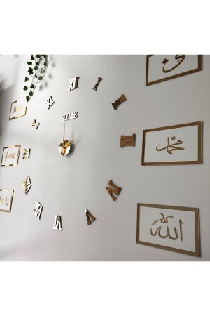 MNZ-3D ساعة رقمية رومانية وكن صبورا شاكراً صل الله محمد فاو اللوحة المعدلة (الذهب الأبيض) 6LISET-ROMA-A - Wooden Factory