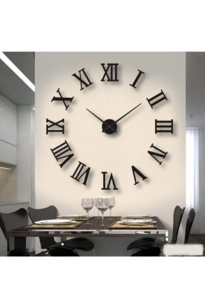 MNZ-3d الأسود الحجم الكبير الأرقام الرومانية الزائدة ساعة الجدار BU2105374125B - Platin Saat
